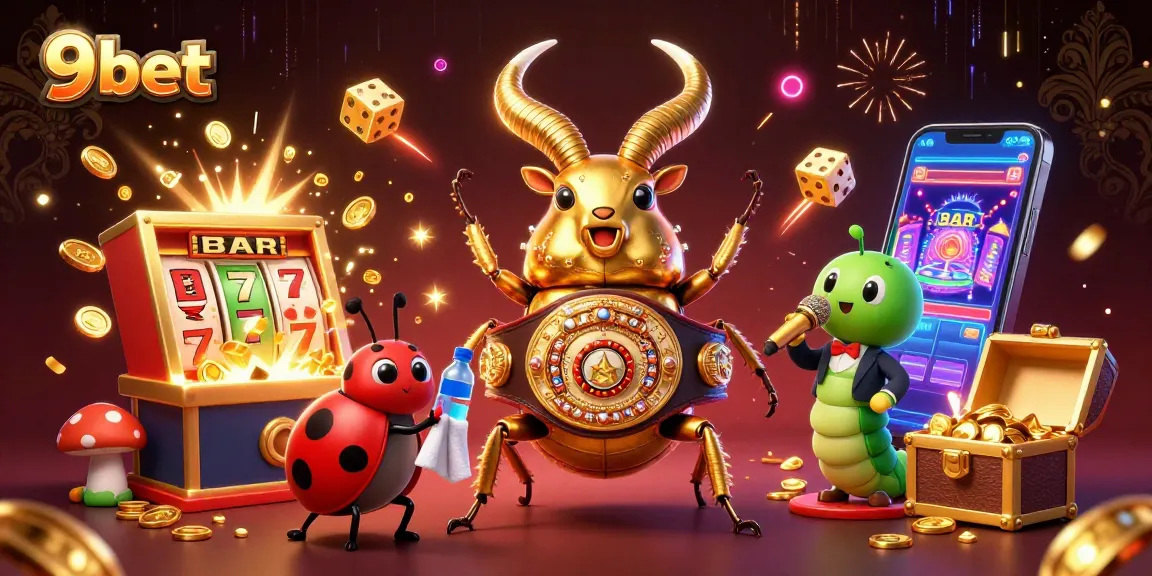 Experience gaming excitement at 9bet with a vibrant 3D casino illustration featuring dynamic action and rich visuals.
