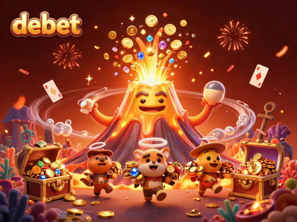 Experience the thrilling eruption of wealth in debet's vibrant casino universe, featuring treasures and adventure.