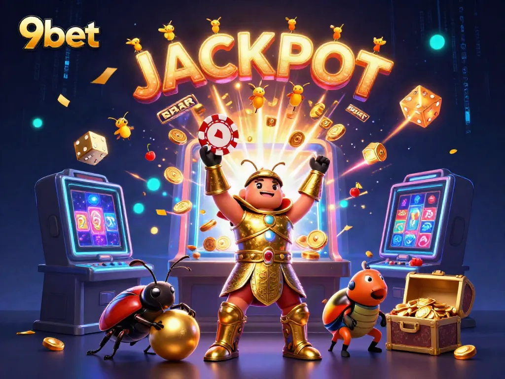 Experience thrilling wins with 9bet's vibrant slot jackpots in this captivating casino scene.