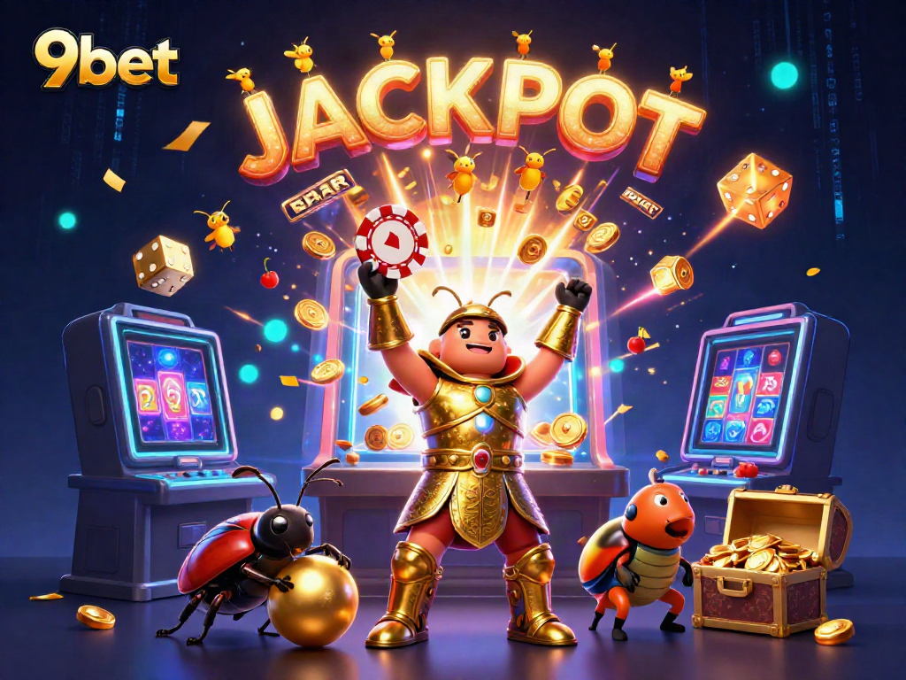 Experience thrilling wins with 9bet's vibrant slot jackpots in this captivating casino scene.