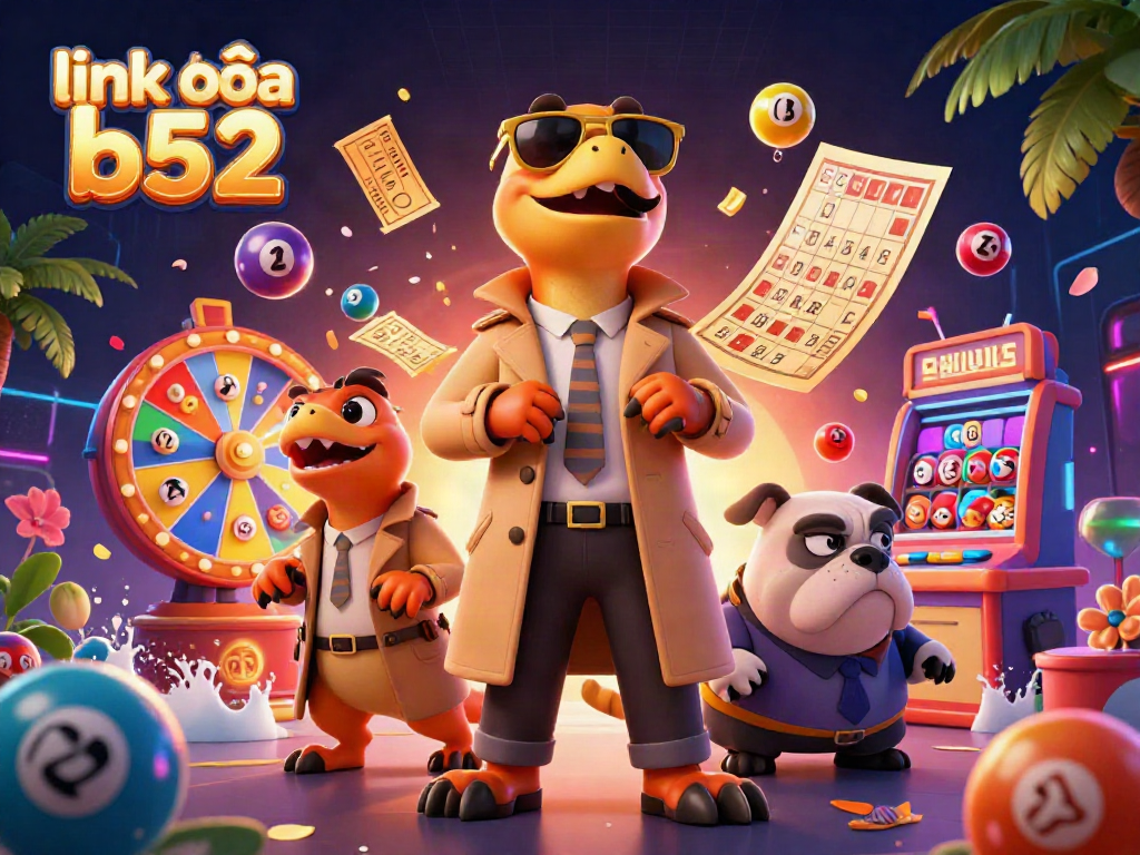 Experience fun at link vào b52 with cartoon raptors trying to enter a casino lounge.