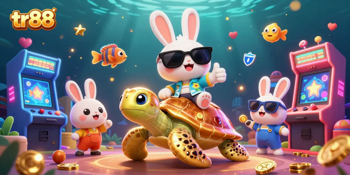Win big with tr88 in this vibrant online casino scene featuring a lucky rabbit and golden turtle!