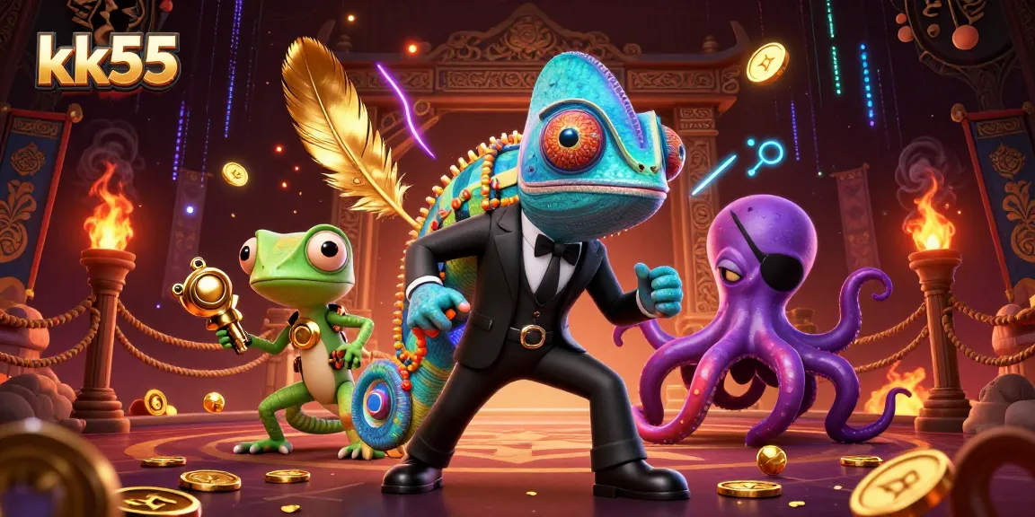 Win big at kk55 with thrilling casino adventures featuring animated characters and rich casino elements.