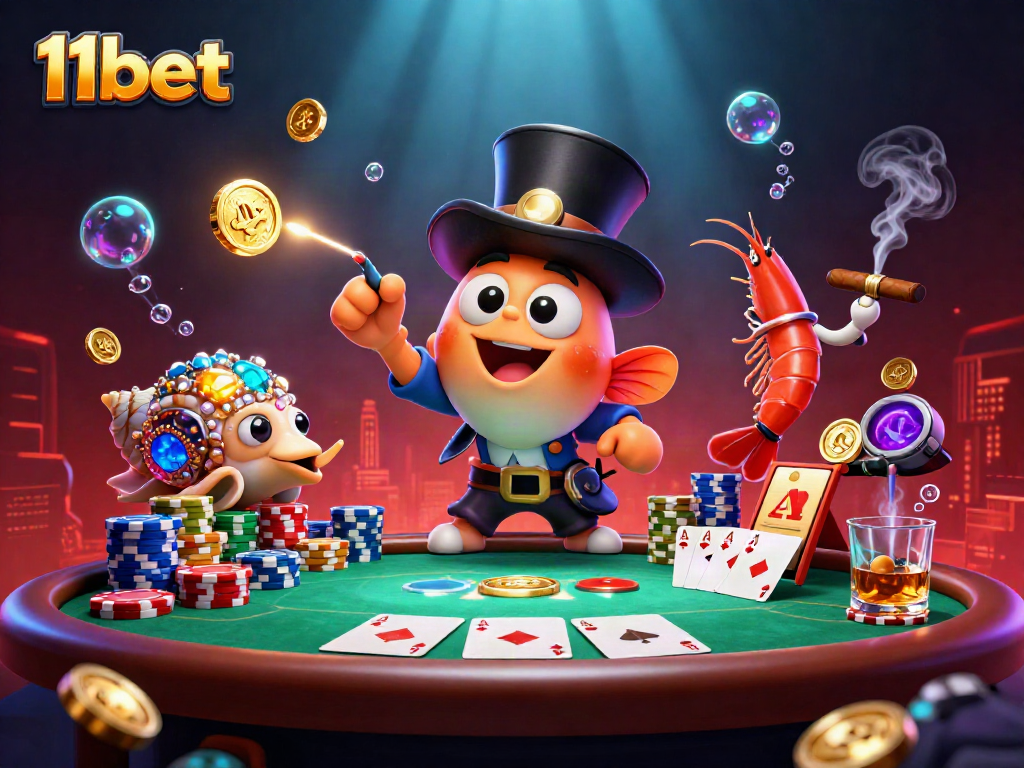 Experience thrilling gameplay with 11bet in an animated scene of underwater escape and riches.
