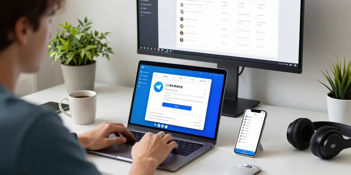 Customizing Telegram Chinese settings in a modern tech workspace.