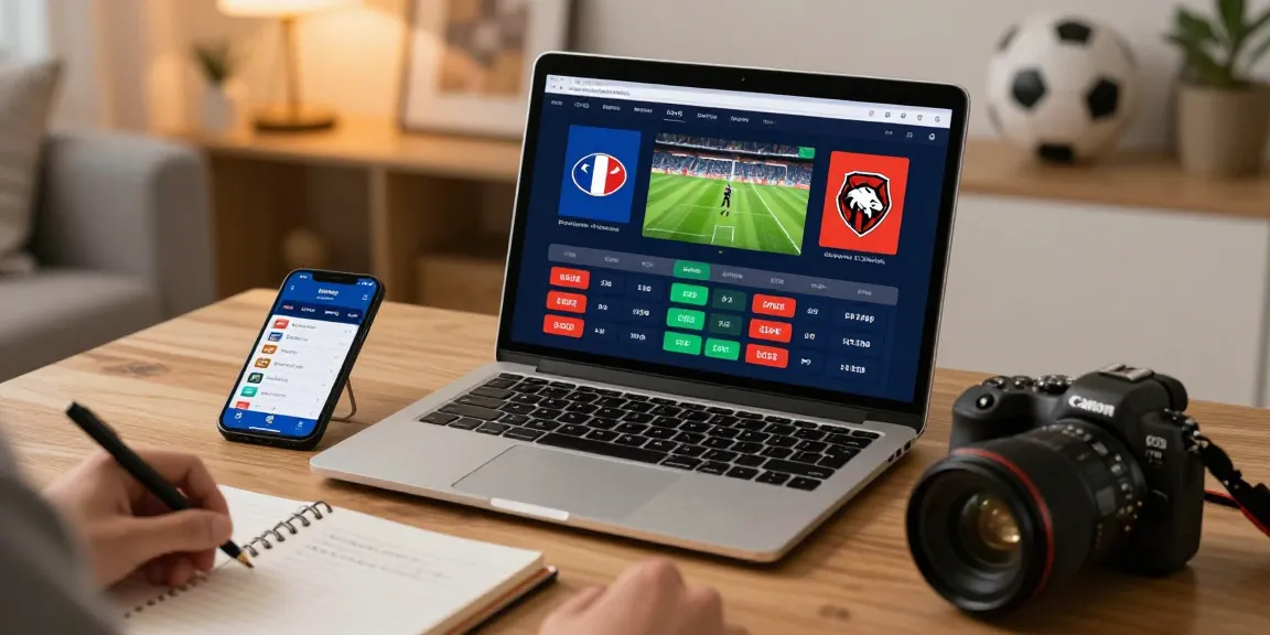 Detailní pohled na uživatele, který používá světové sázkové kanceláře k sázení na sporty, s notebookem, smartphone a zápisníkem s tipy.