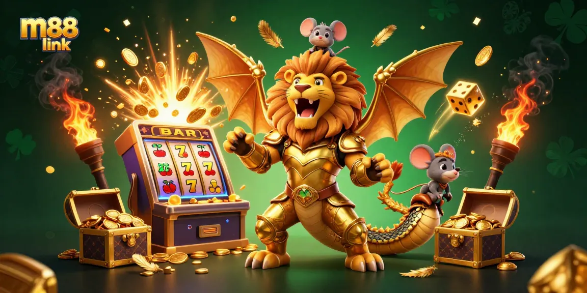 Experience the excitement of winning with m88 link at this vibrant online casino illustration.