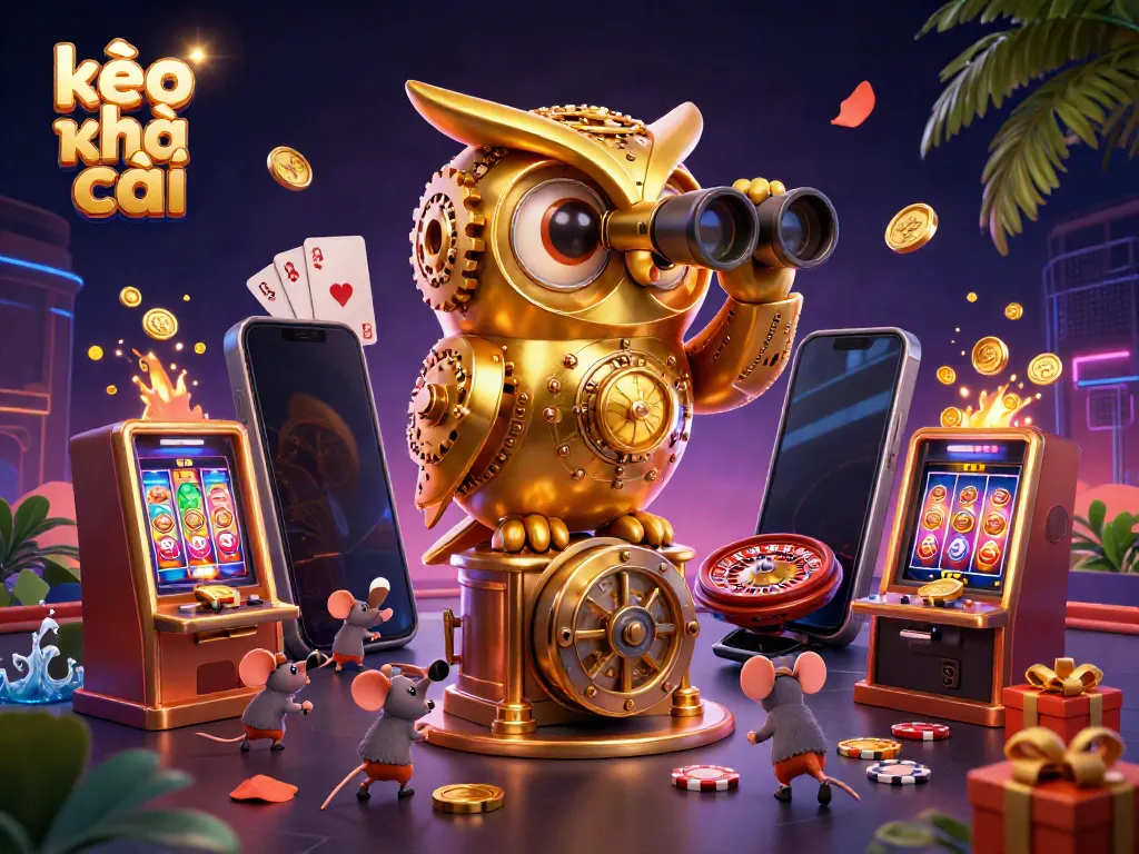 Engage with kèo nhà cái strategies in a vibrant casino scene with animated characters and immersive gaming elements.