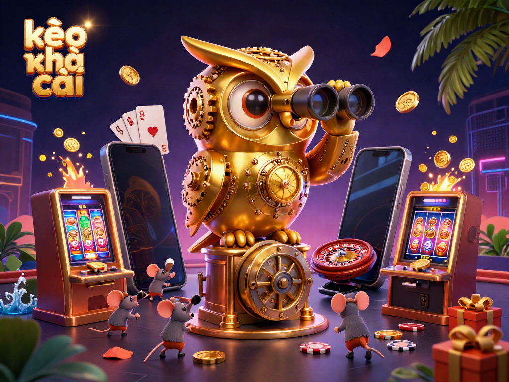 Engage with kèo nhà cái strategies in a vibrant casino scene with animated characters and immersive gaming elements.